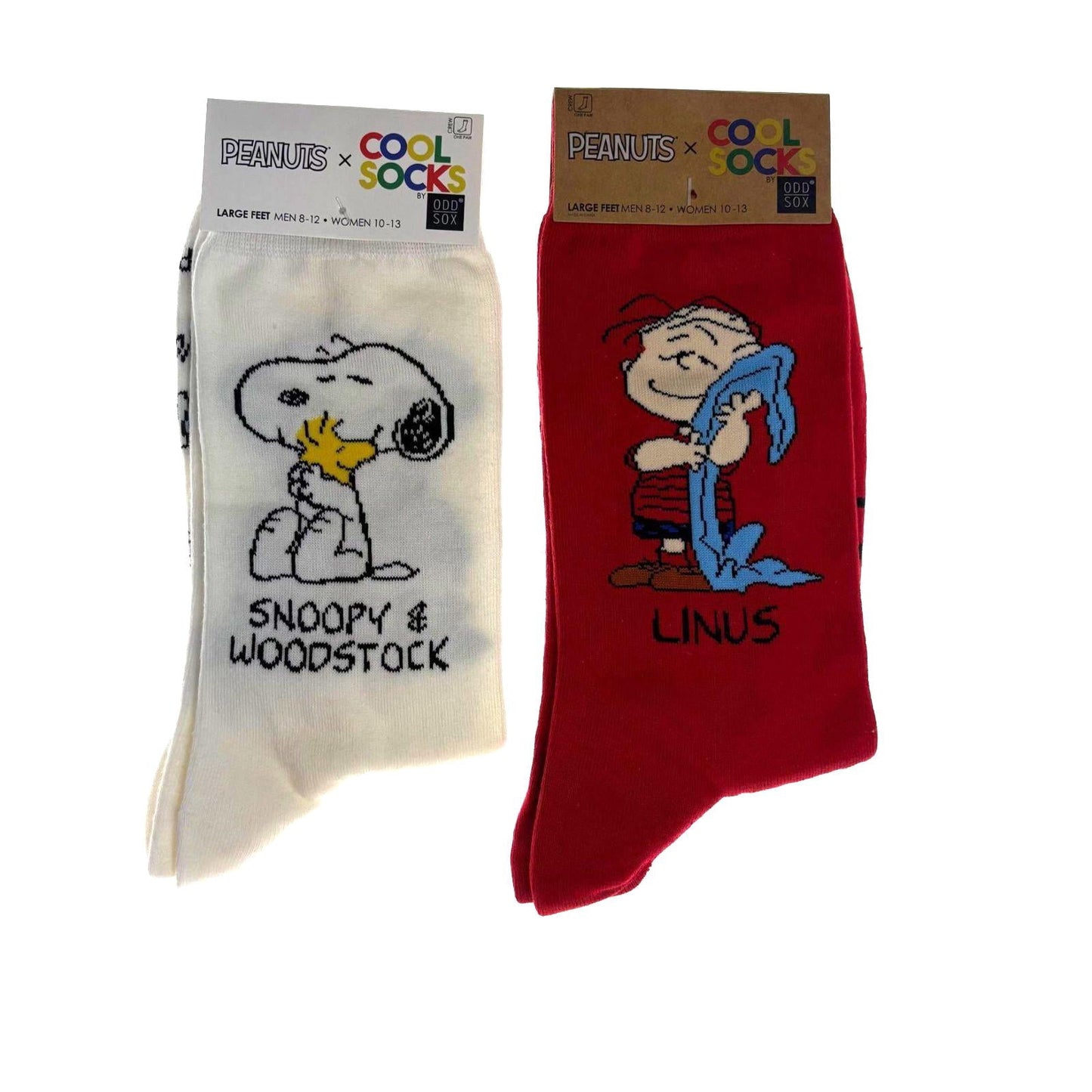Cool Socks Snoopy & Woodstock & Linus 2 Pair Mens Womens Cool Socks Gift Crew