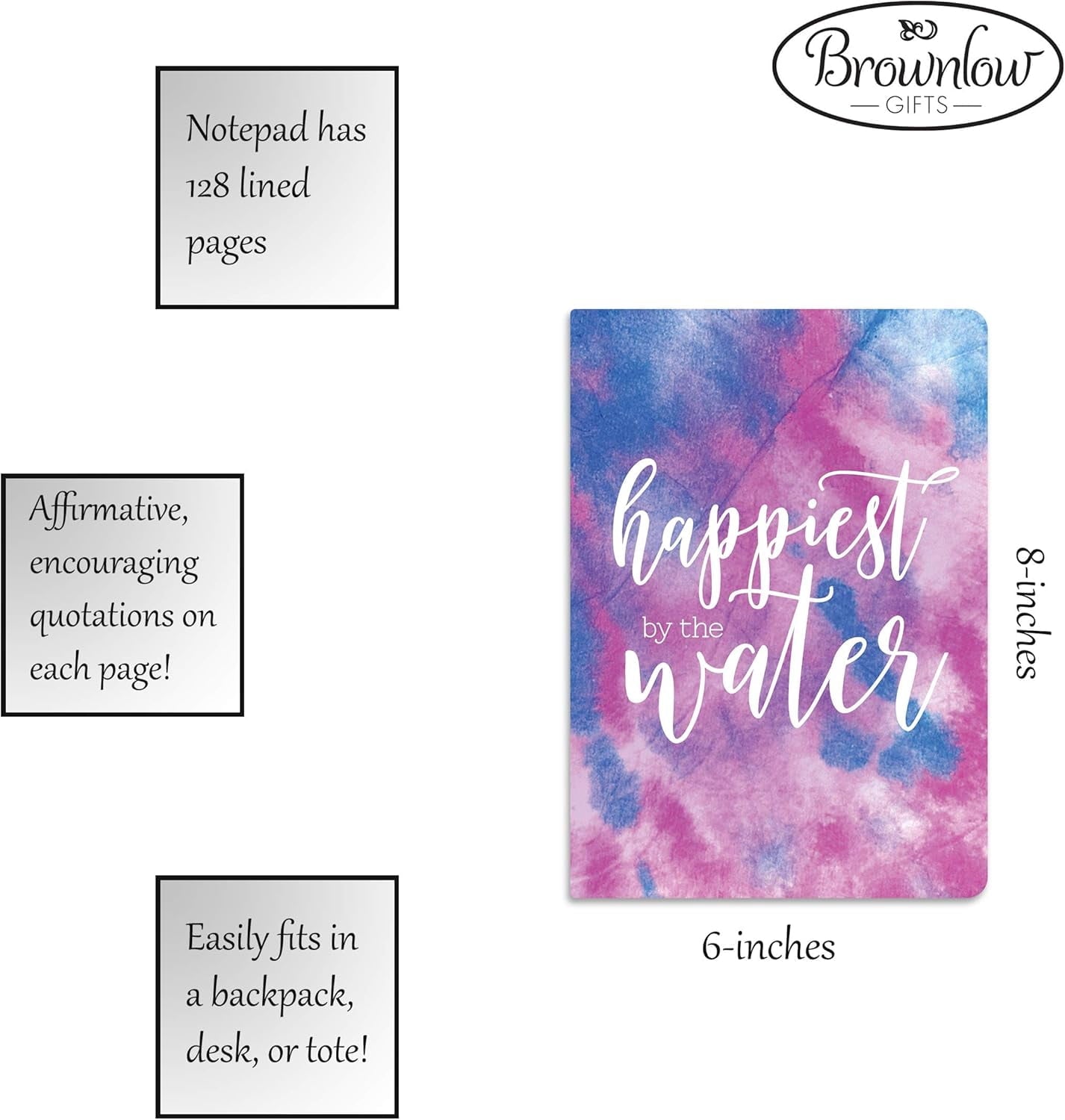 Brownlow Gifts Simple Inspirations Softcover Notepad/Journal, 6 x 8-Inch, Happiest by Water