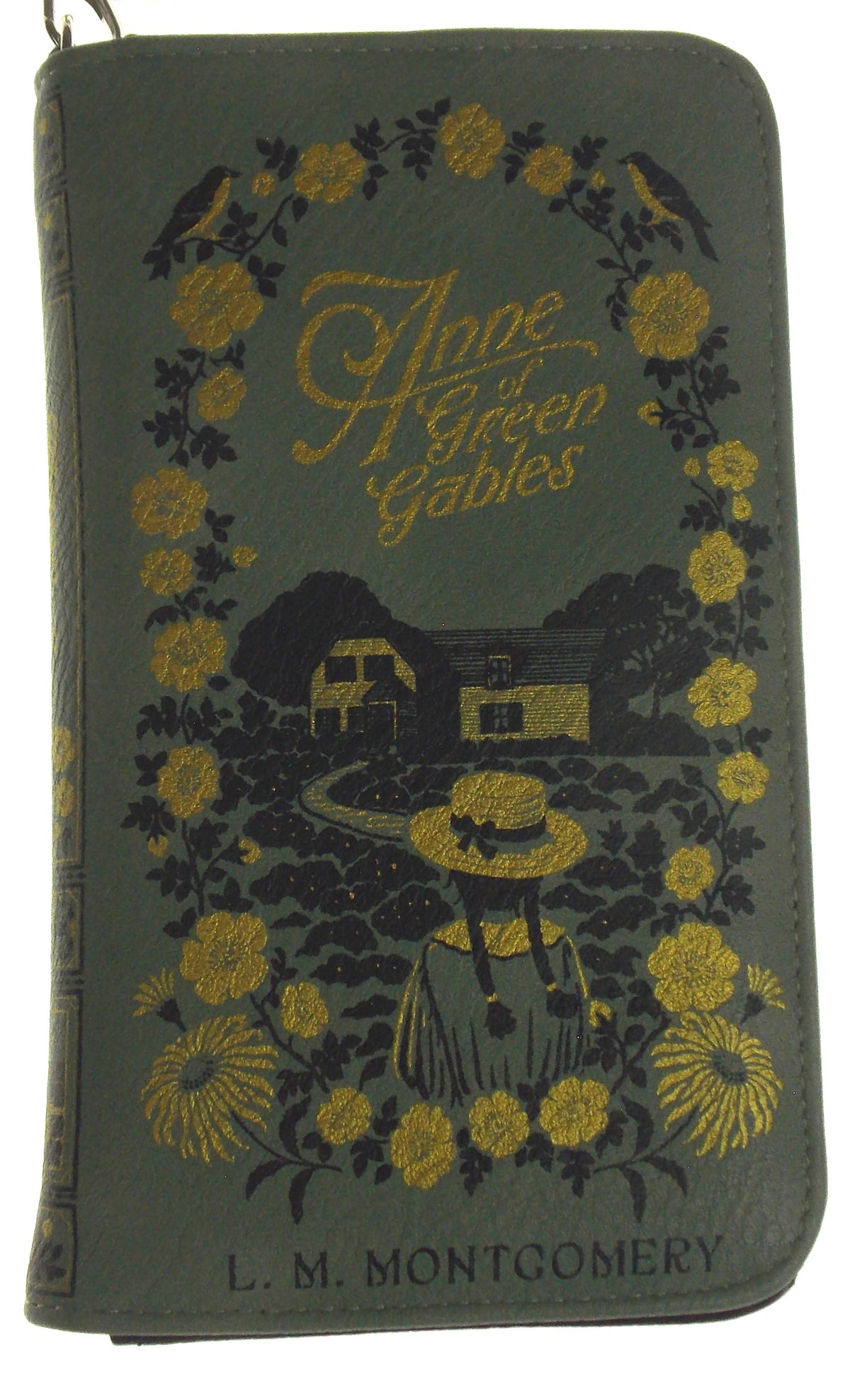Anne Of Green Gables Green Faux Leather Wristlet Wallet Card Slots Zipper Book