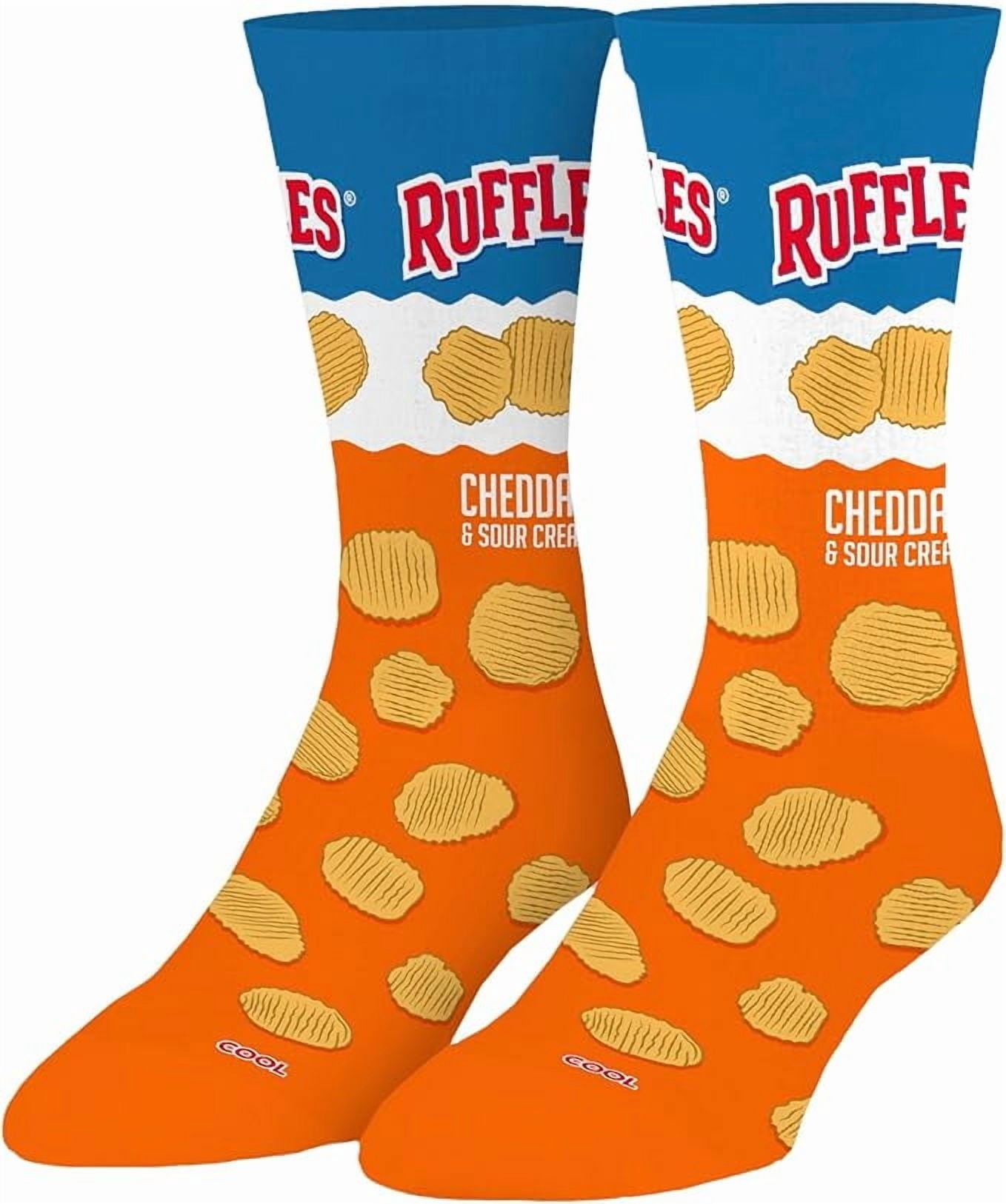 Cool Socks, Men's Funny Graphic Novelty Sock, Ruffles Flavors Chips, Adult Large