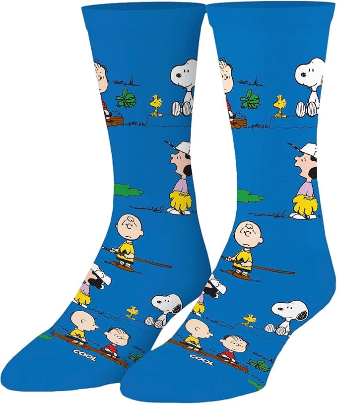 Cool Socks Peanuts Charlie Brown & The Outdoors Blue Socks Men Crew