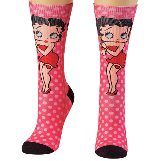 Spoontiques Betty Boop Crew Socks - SHOE SIZE (5-10 Men) (7-12 women)