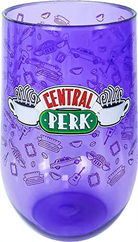 Spoontiques - Central Perk Acrylic Wine Cup - Acrylic Wine Tumbler – Acrylic Stemless Wine Glass – 16oz - 5 5/8†Tall