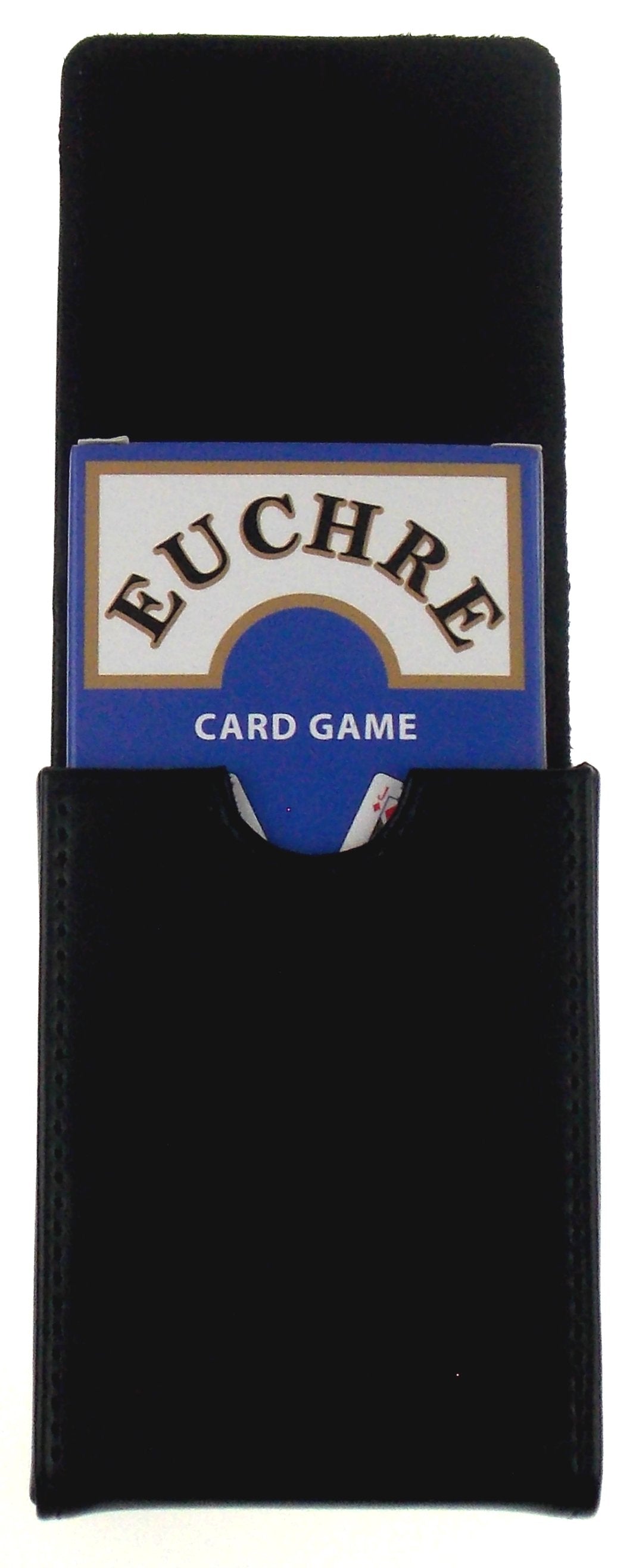 Single Deck Leather Playing Card Case/Holder - Fits Poker and Bridge size cards (Black)