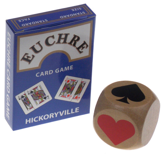 Euchre Playing Cards Bundle - 2 Euchre Decks in One Box with Large 40mm Suit Marker Dice
