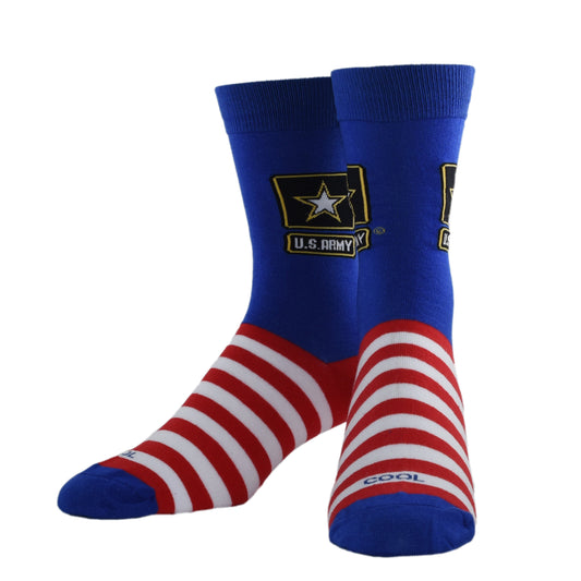 Cool Socks USA Army Flag Military Patriotic Crew Socks, Size Large