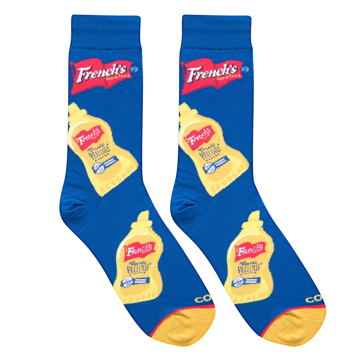 Cool Socks French's Mustard Hot Sauce Spicy Crew Socks, Size Large