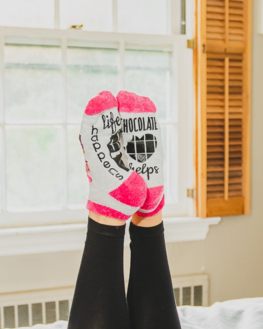 MeMoi Life Happens Chocolate Helps Low-Cut Non-Skid Socks - Womens - Female
