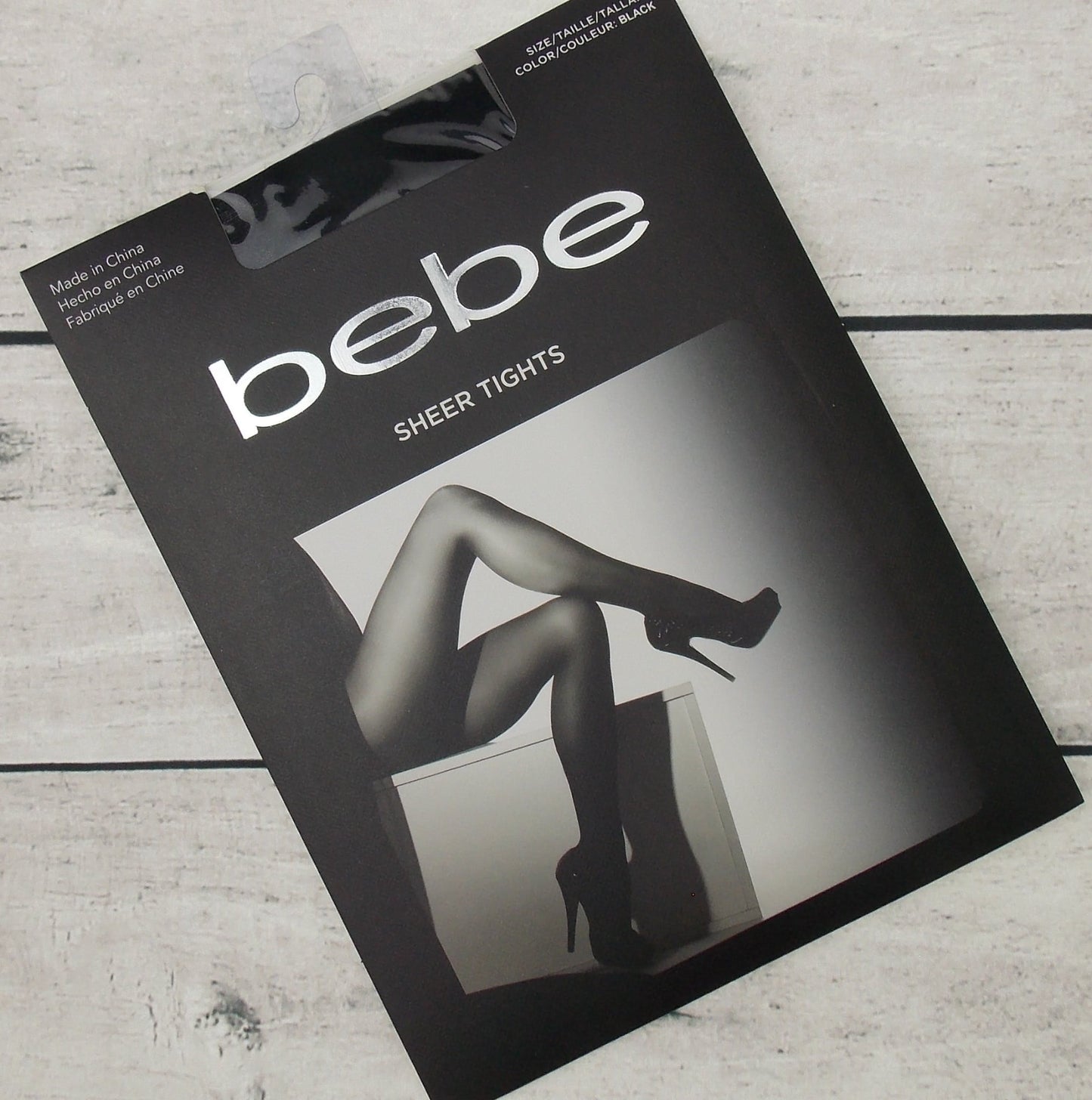 Bebe Sheer Tights Size Large Black Pantyhose Dance Hosiery Fashion Dress