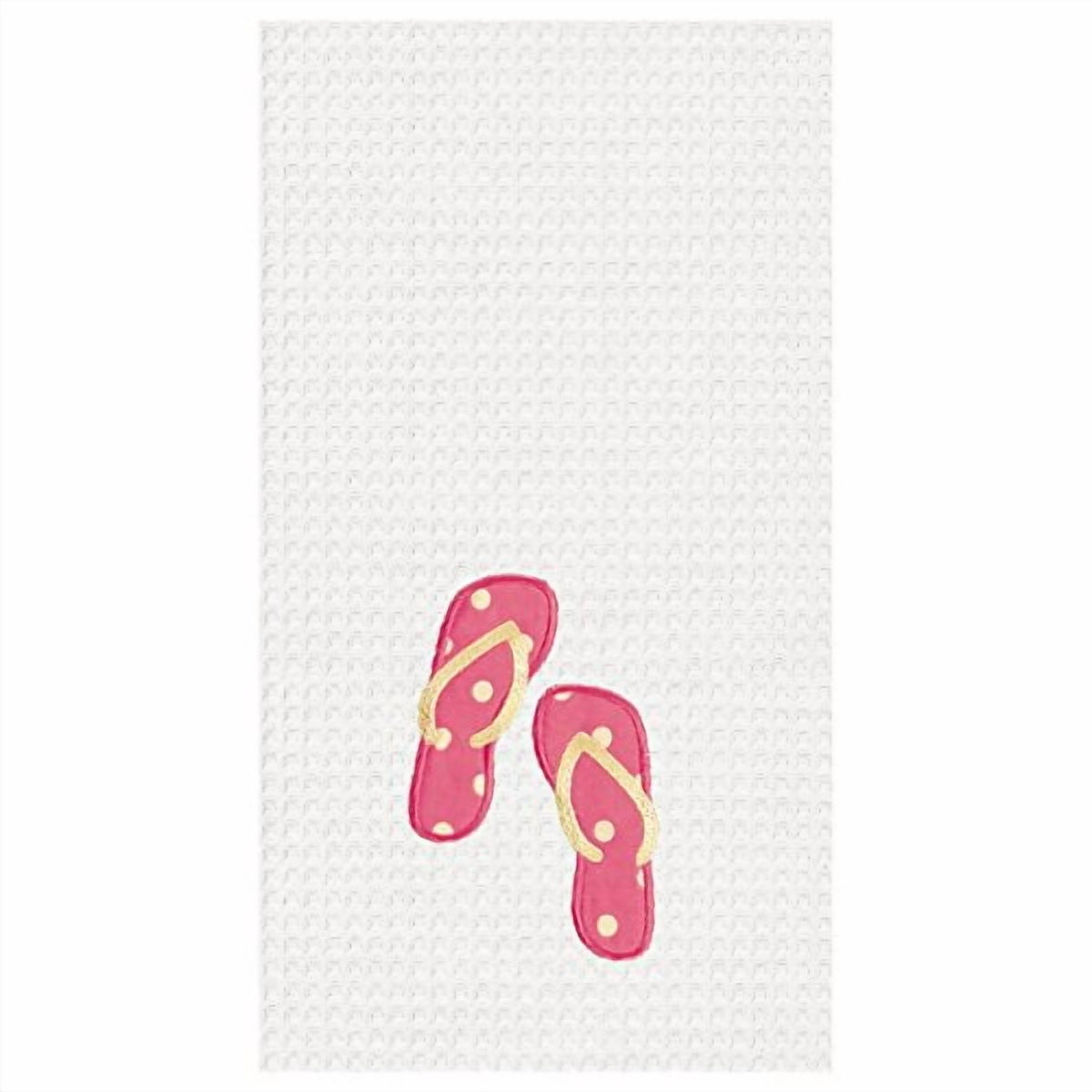 Tropical Beach Flip Flops White Waffle Weave 27 Inch Kitchen Towel