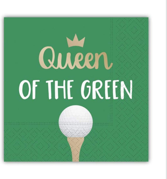 Queen of the Green Beverage Cocktail Napkins Bundle Golf Theme - 5x5 Inch Square - 2 Packages (32 Napkins Total)