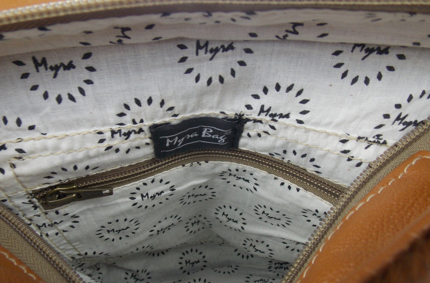 Myra Bag Brown Blossom Hand Tooled Leather Hairon Handbag Eco Friendly Up Cycled