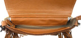 Myra Bag Brown Blossom Hand Tooled Leather Hairon Handbag Eco Friendly Up Cycled