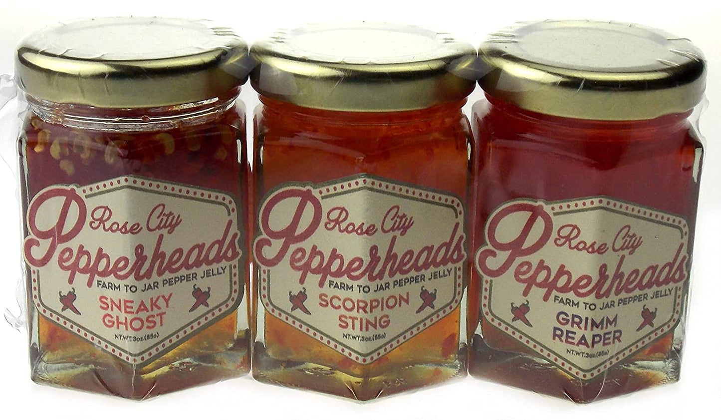 Pepper Jelly Mini Triple Threat Trio Pack - Sneaky Ghost Jelly, Scorpion Sting Jelly, Grimm Reaper Jelly