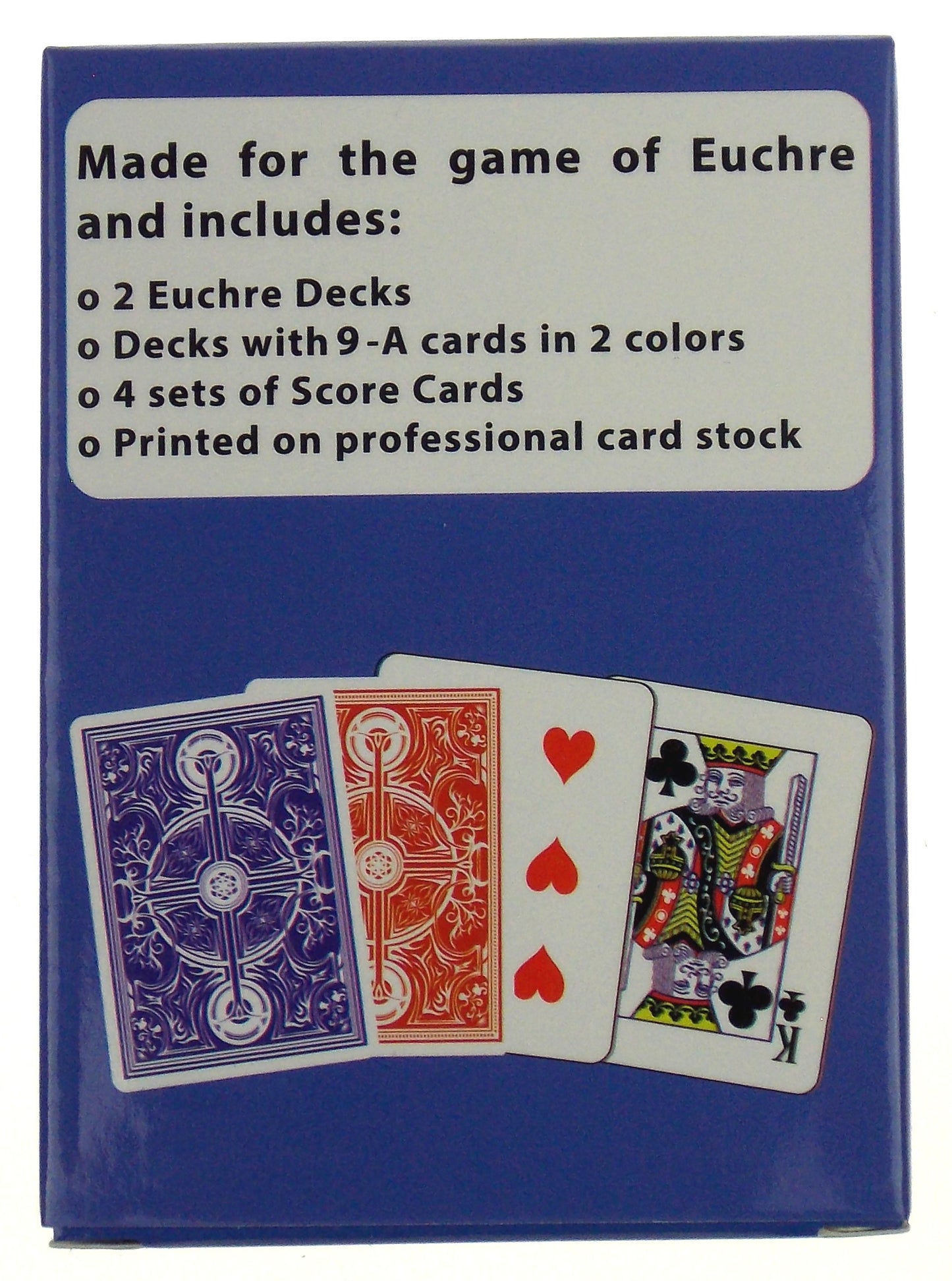 Deluxe Euchre Playing Cards Bundle - 2 Euchre Decks in 1 Box, 2 Suit Marker Dice & Velour Storage Bag