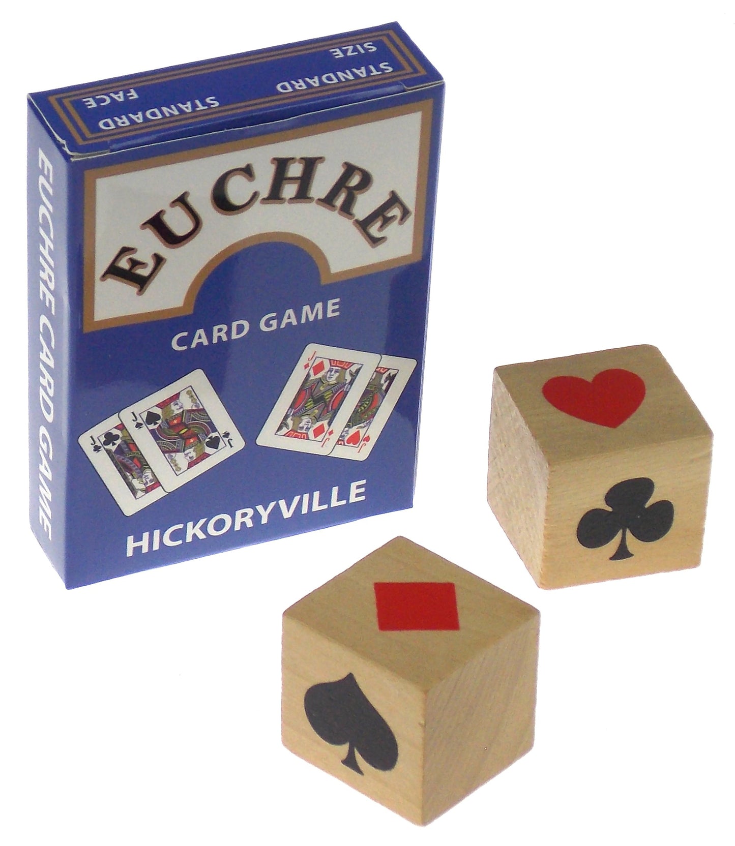 Deluxe Euchre Playing Cards Bundle - 2 Euchre Decks in 1 Box, 2 Suit Marker Dice & Velour Storage Bag