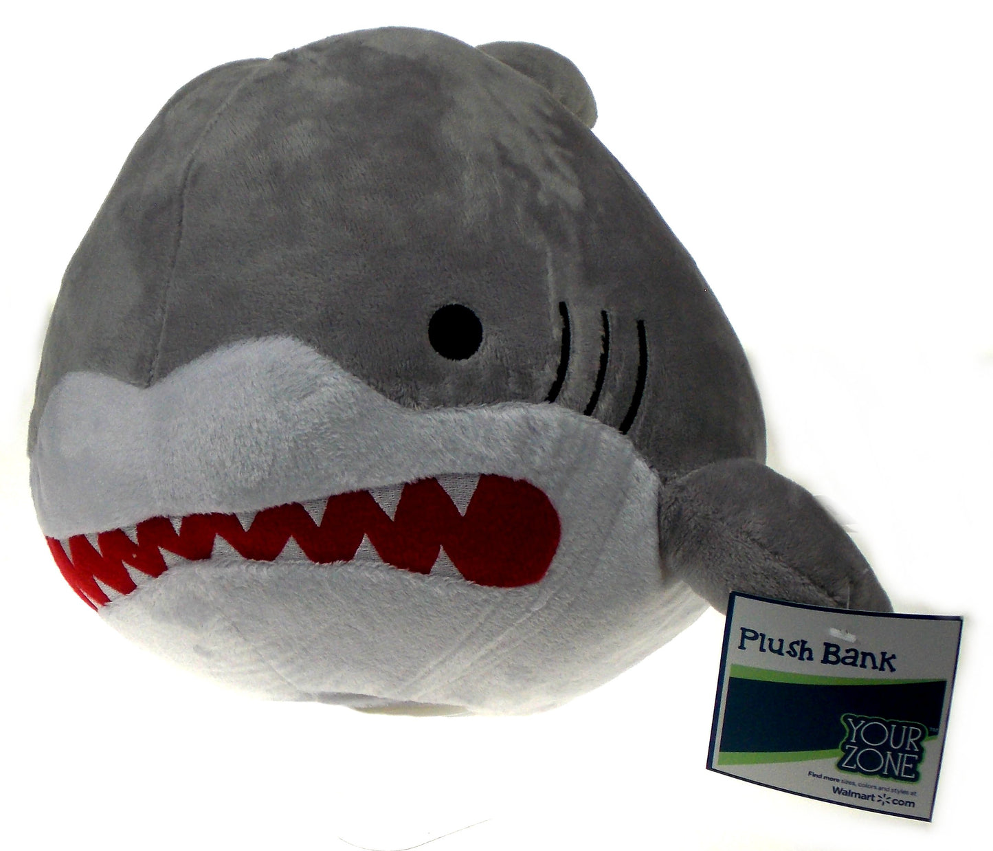 Your Zone Plush Great White Shark Coin Bank Piggy Stopper Gray 14" Jumbo Animal