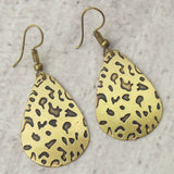Anju Brass Teardrop Earrings Leopard Print Handcrafted Brass Hang Christmas Gift