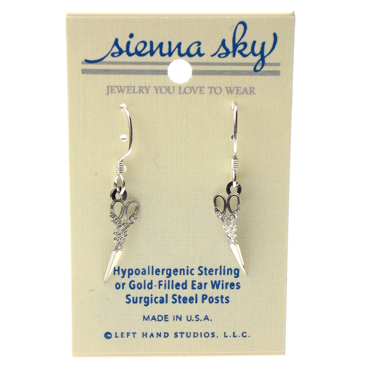 Sienna Sky Antique Scissors Earrings Hypoallergenic US Dangle Beautician Gift