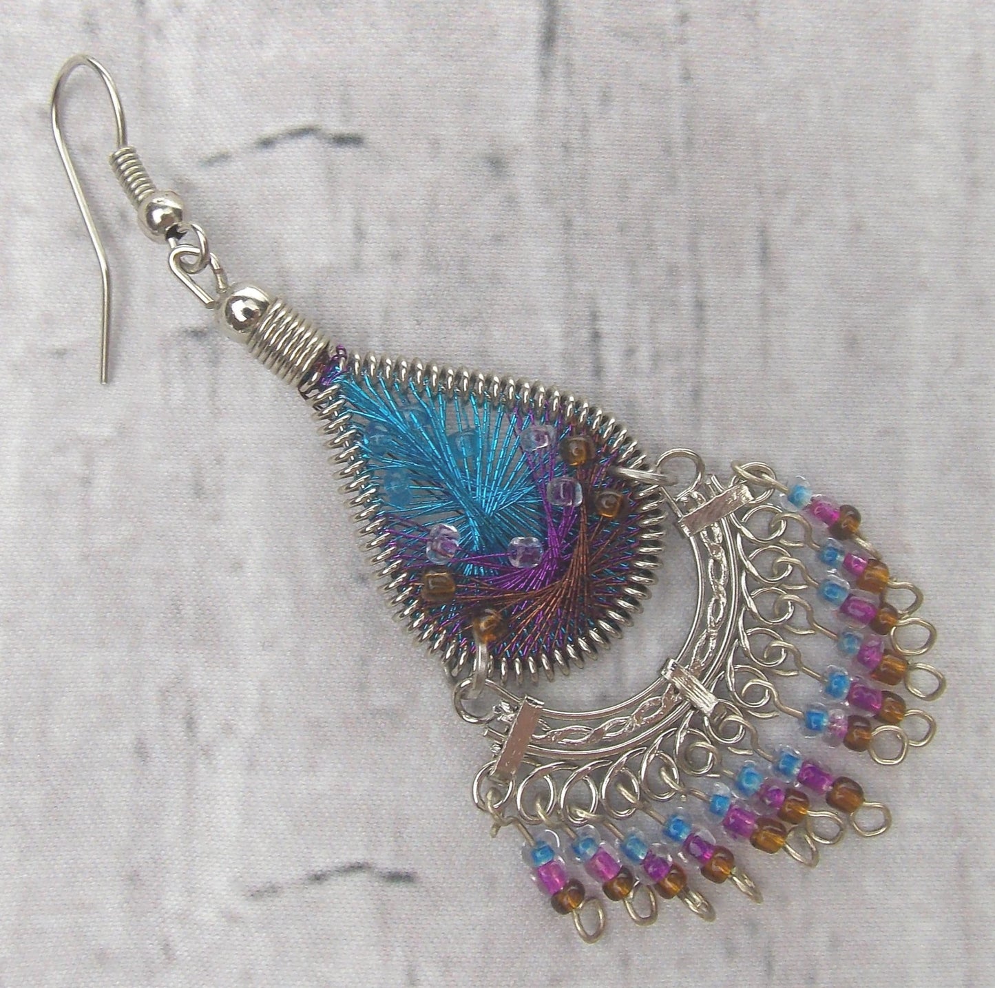 Handcrafted Blue Teardrop Earrings Spirit Nature Native Xmas Gift Dangle Peru
