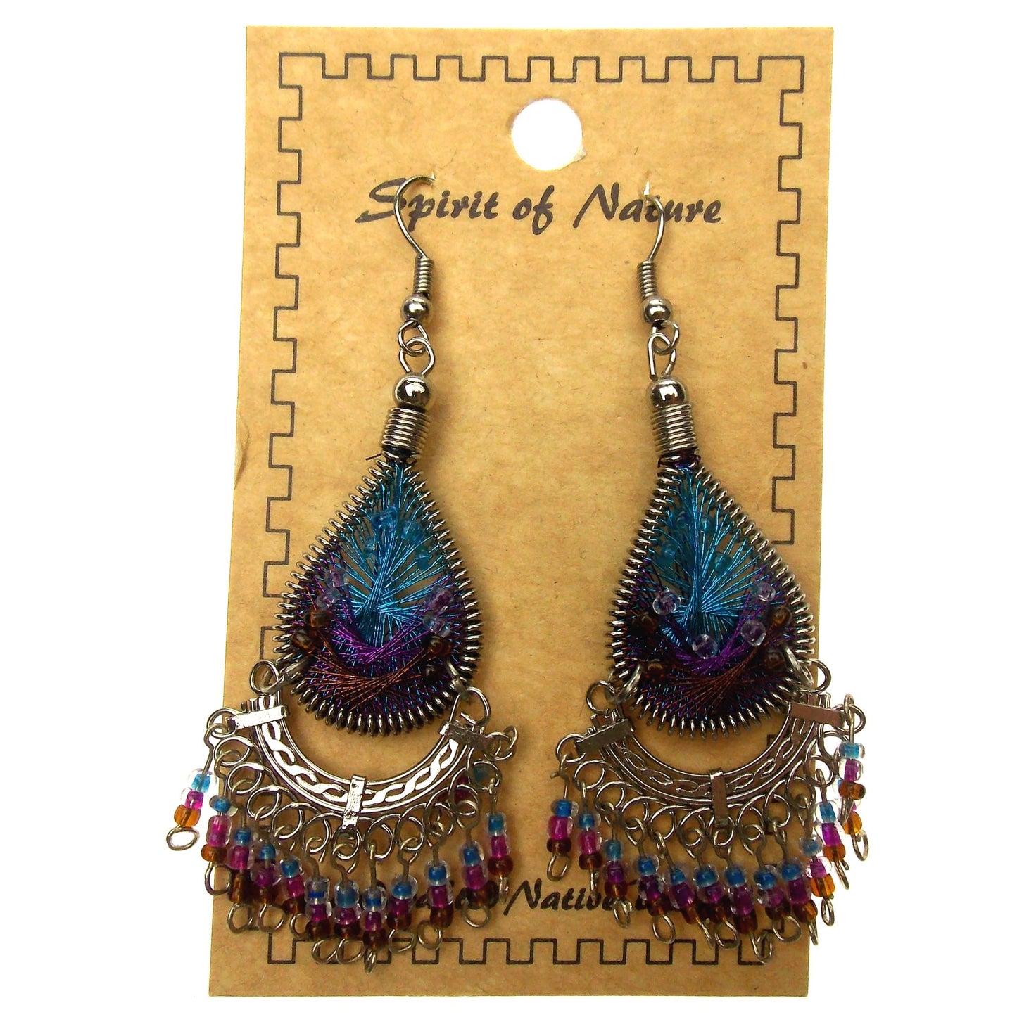 Handcrafted Blue Teardrop Earrings Spirit Nature Native Xmas Gift Dangle Peru