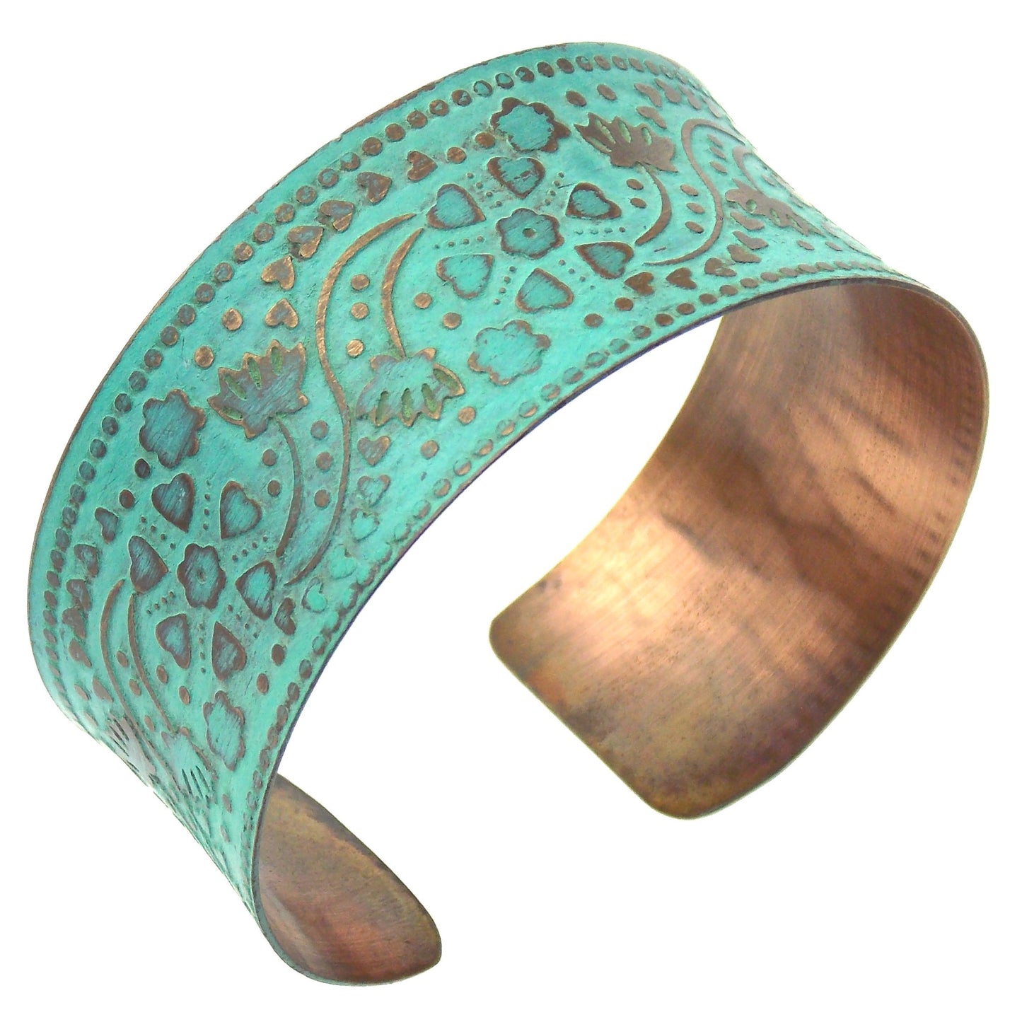 Anju Copper Patina Collection Cuff Bracelet Turquoise Handcrafted Adjustable