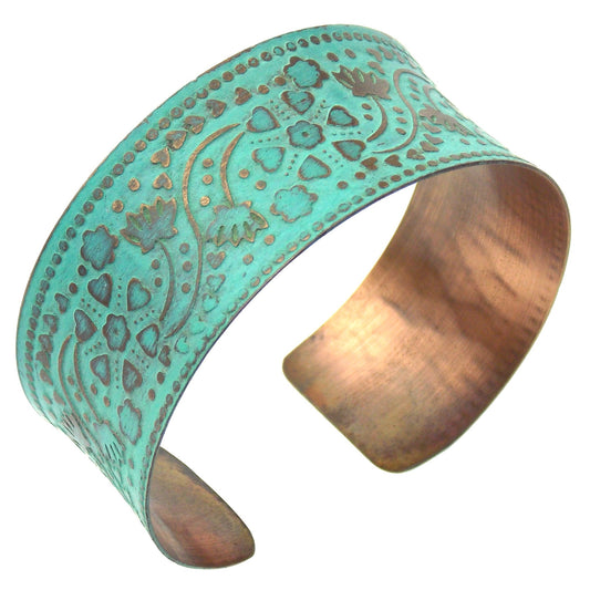 Anju Copper Patina Collection Cuff Bracelet Turquoise Handcrafted Adjustable