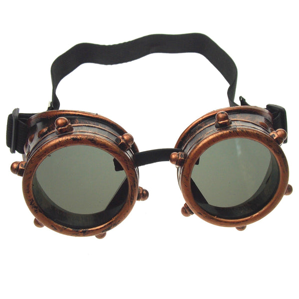 TamBee Vintage Steampunk Goggles Glasses Cosplay Gothic Halloween Face Mask  (1 Black + 1 Copper)