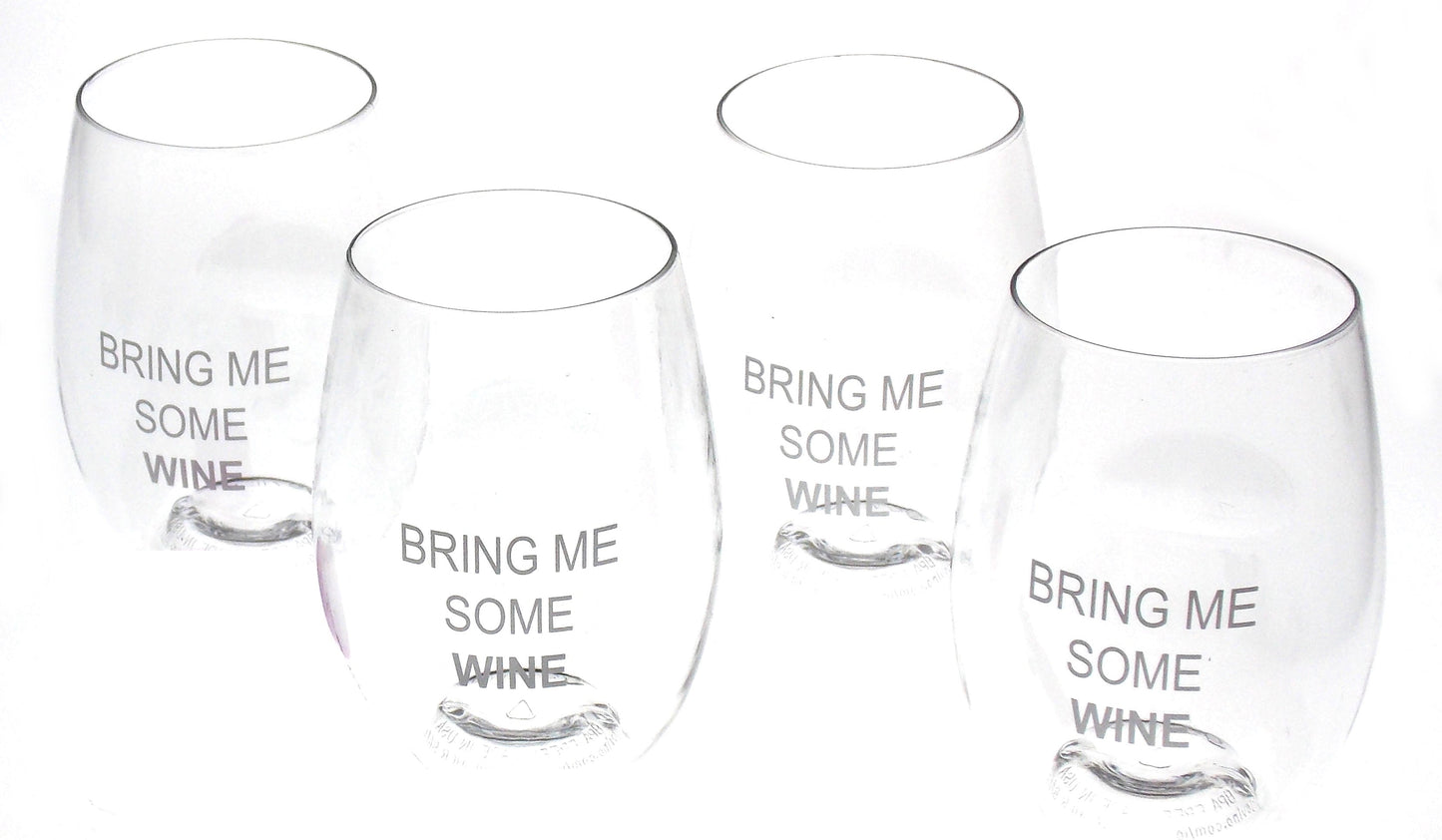 GoVino Bring Me Some Wine Lot 4 Acrylic Wine Glasses 16 oz Flexible Shatterproof