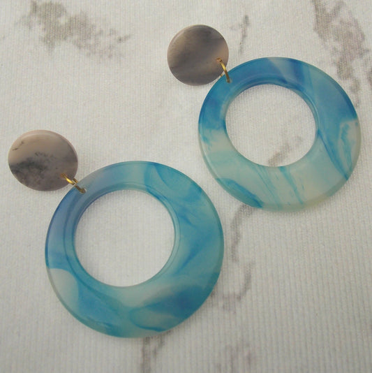 Myra Bag Sky's The Limit Blue Hoop Earrings Dangling Handcrafted Boho Xmas Gift