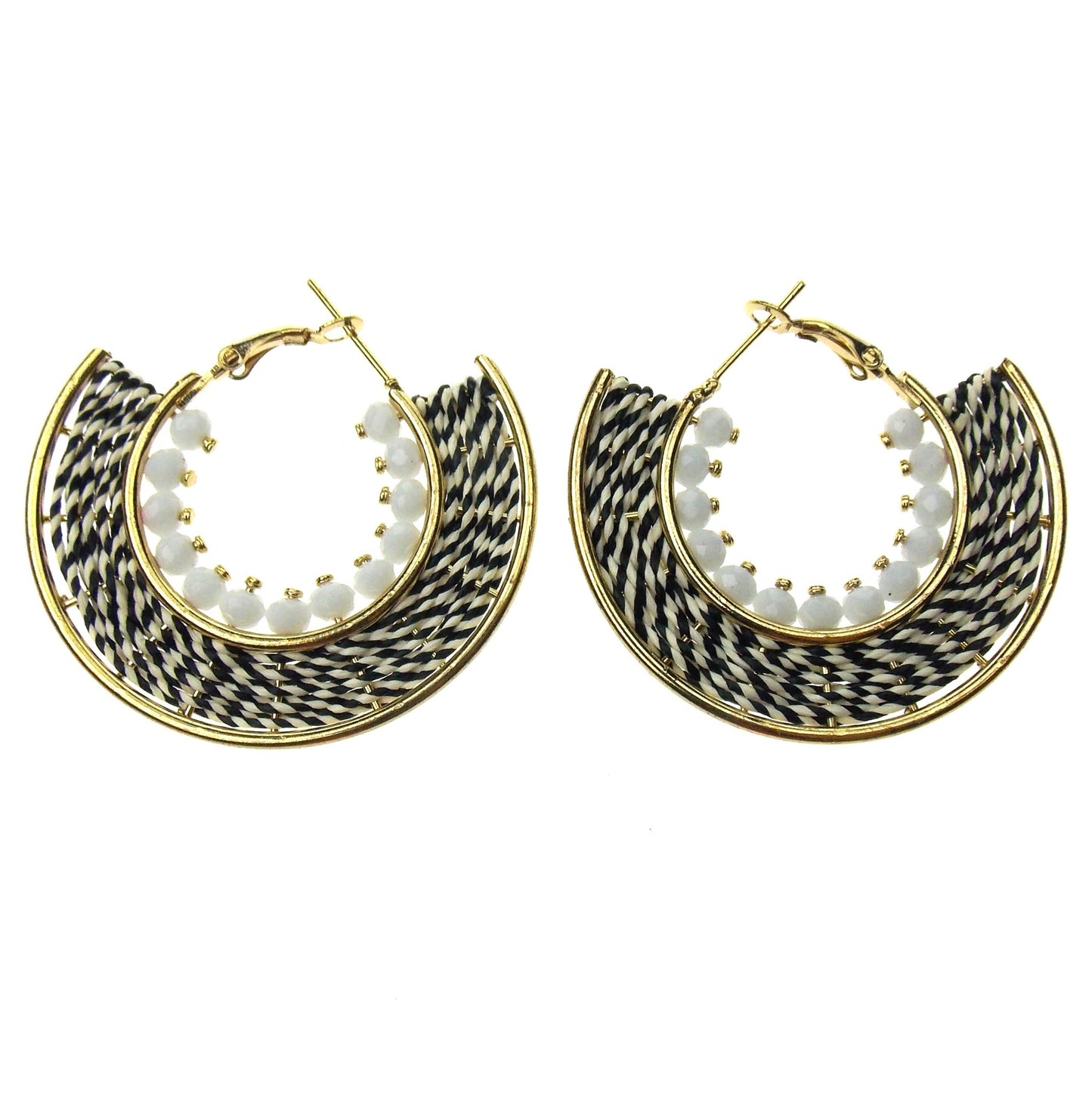 Myra Bag Zebra Zeal Black White Hoop Earrings Dangle Handcrafted Boho Xmas Gift