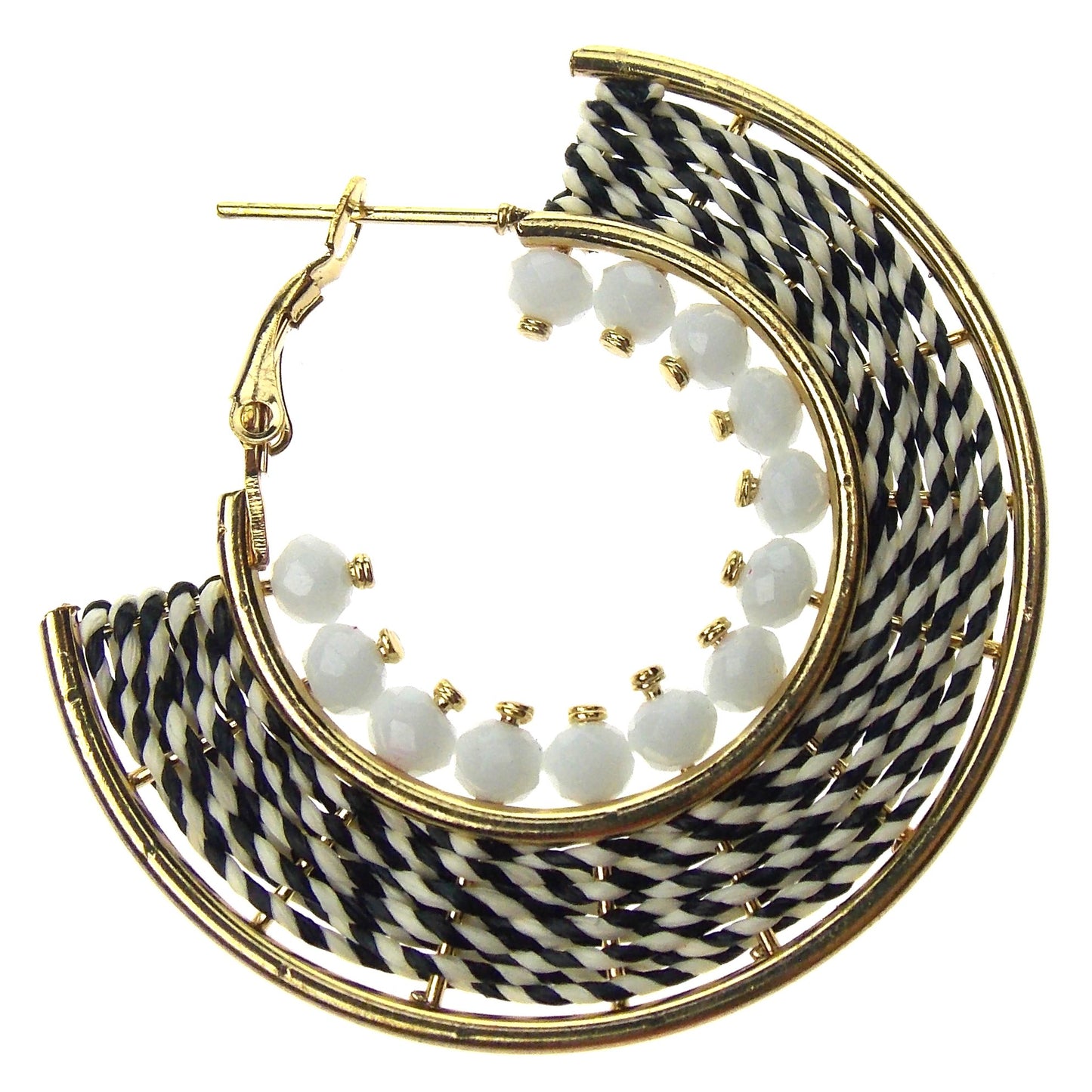 Myra Bag Zebra Zeal Black White Hoop Earrings Dangle Handcrafted Boho Xmas Gift