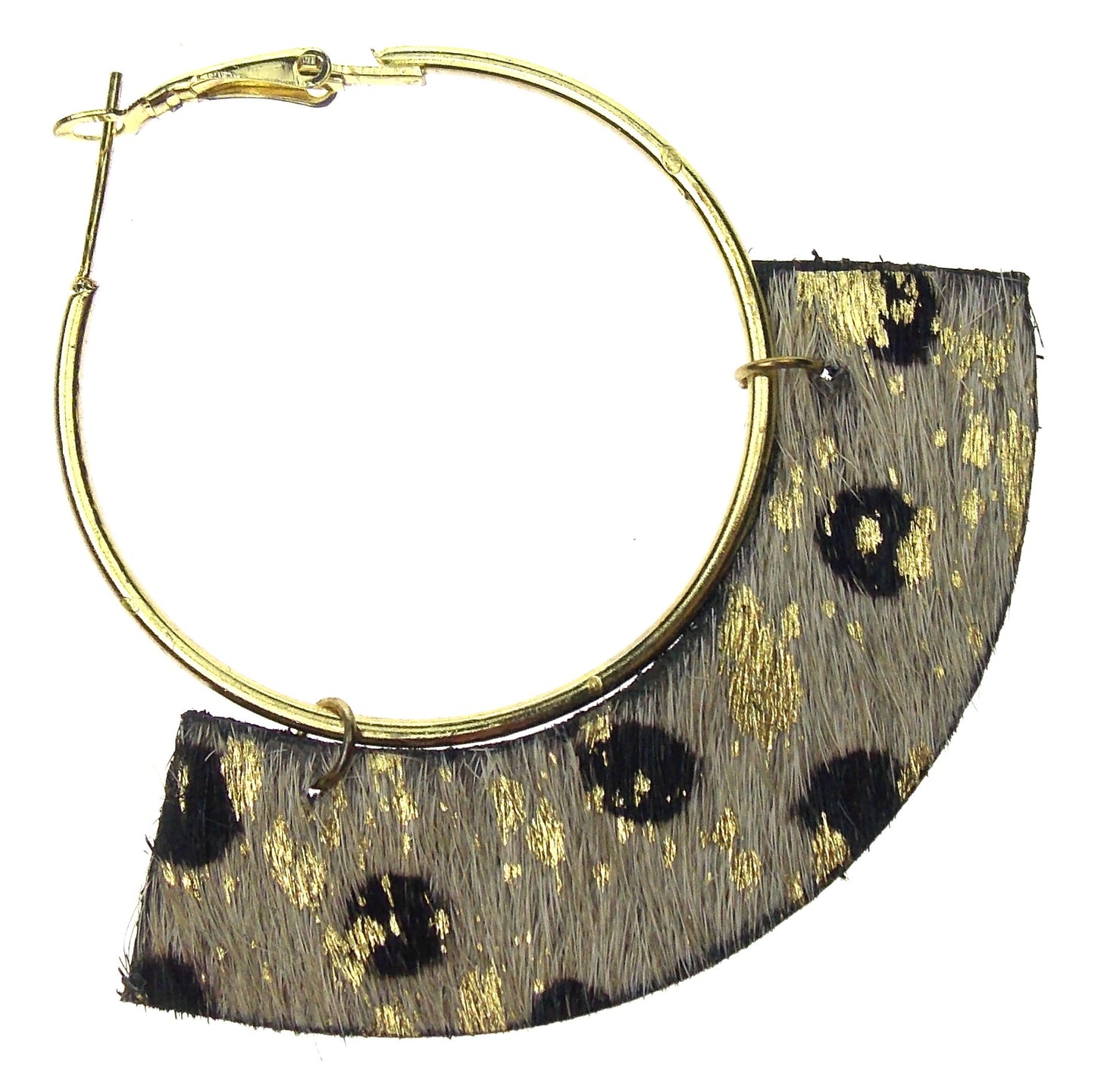 Myra Bag Golden Confetti Hoop Earrings Genuine Leather Handcrafted Boho Dangle