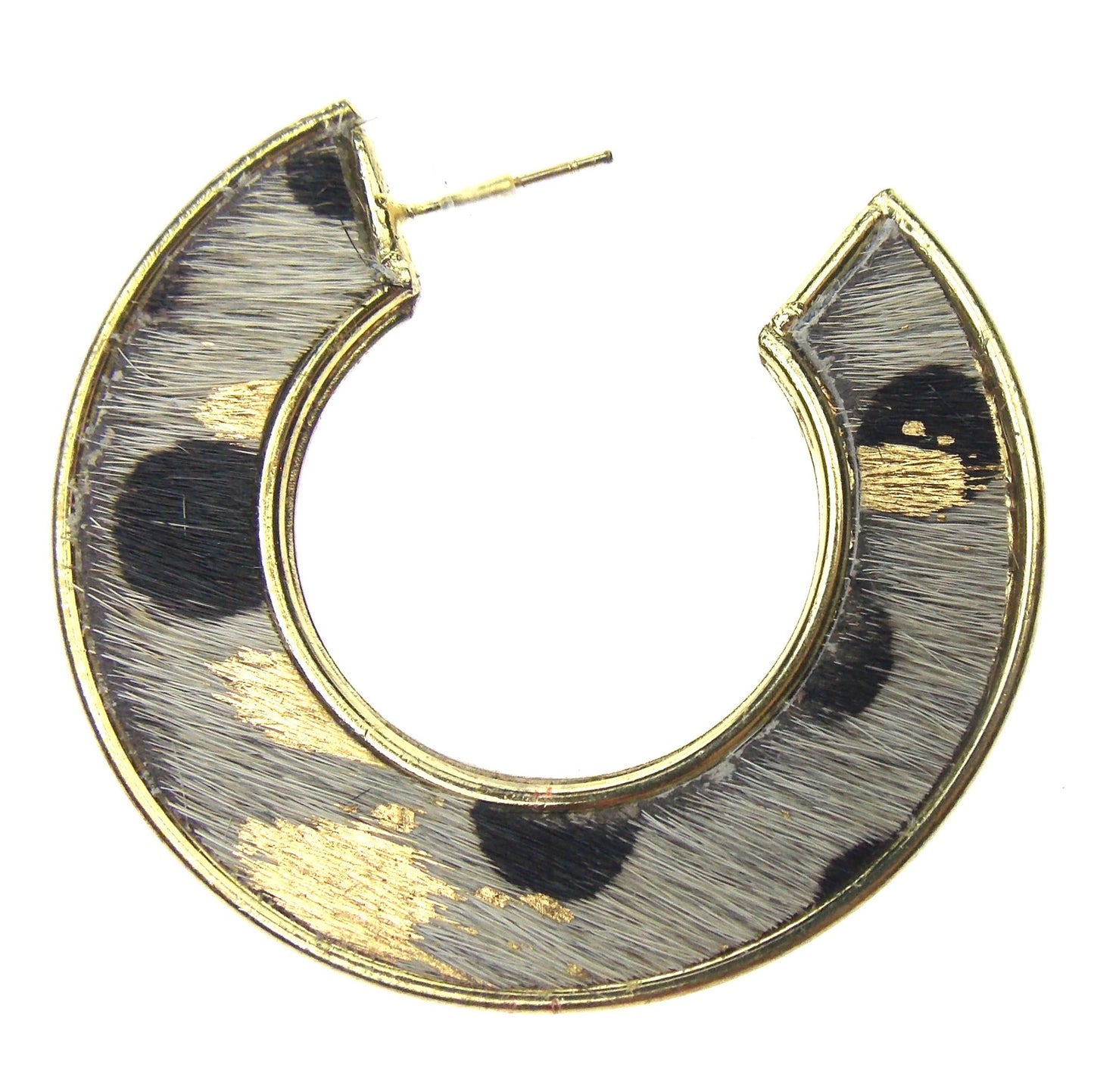 Myra Bag Animal Print White Gold Hoop Earrings Genuine Leather Handcrafted Boho