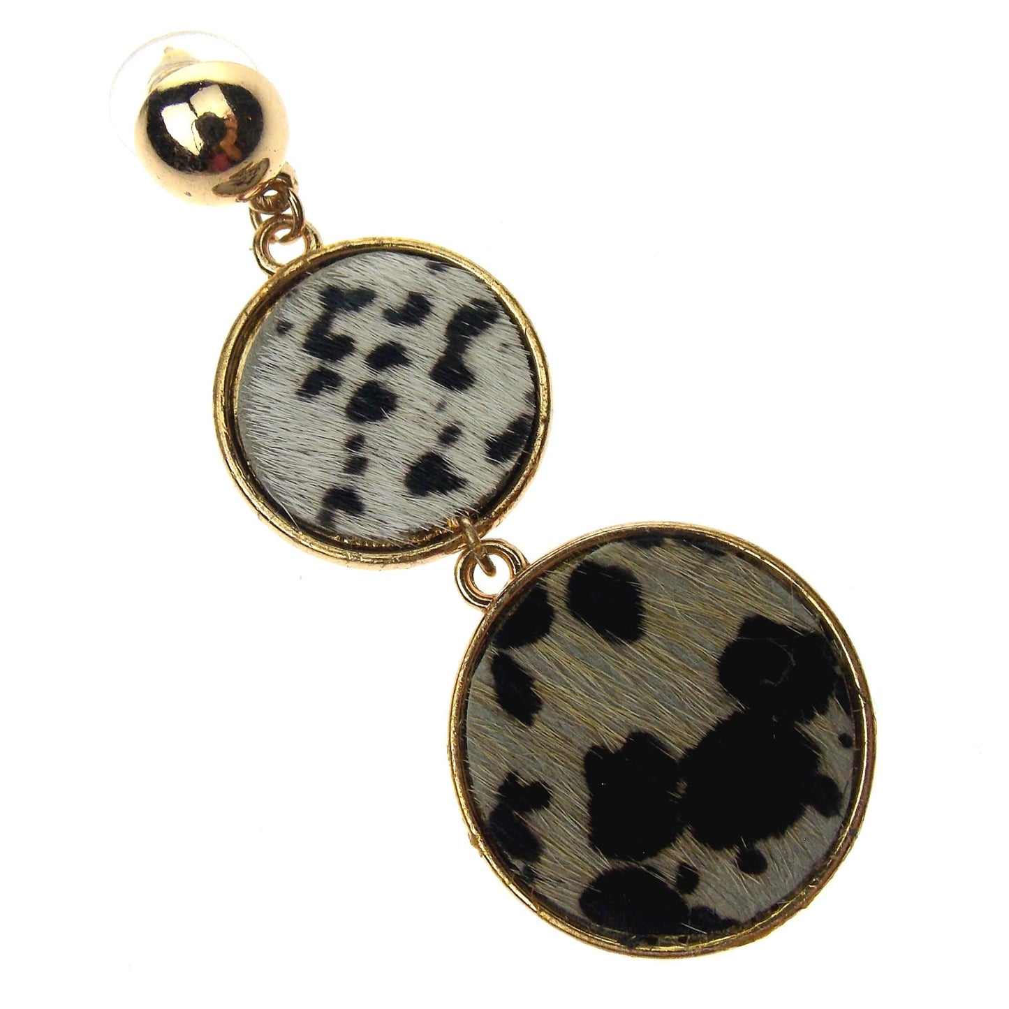 Myra Bag White Black Print Dangling Earrings Genuine Leather Handcrafted Boho