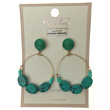 Myra Bag Azure Shell Turquoise Hoop Earrings Dangling Handcrafted Boho Xmas Gift