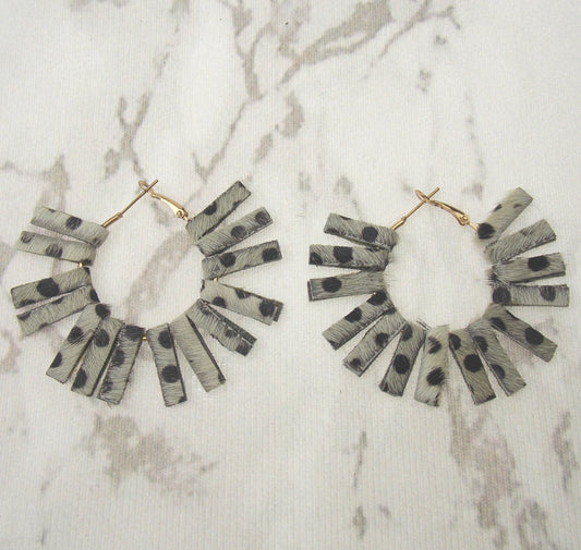 Myra Bag Dotted Hoop Earrings Genuine Leather Handcrafted Boho Dangle Xmas Gift