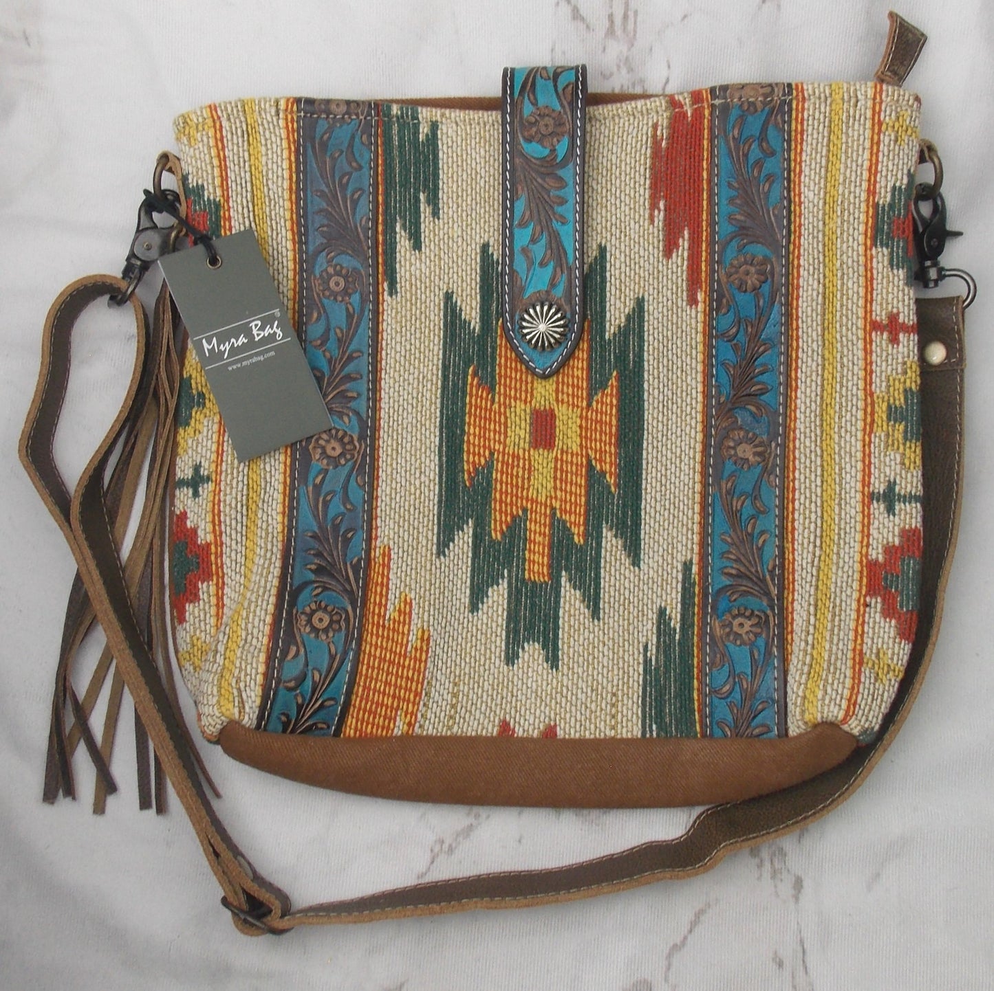 Myra Bag Beaming & Bright Handbag Southwest Canvas Eco Friendly Up Cycled Zipper