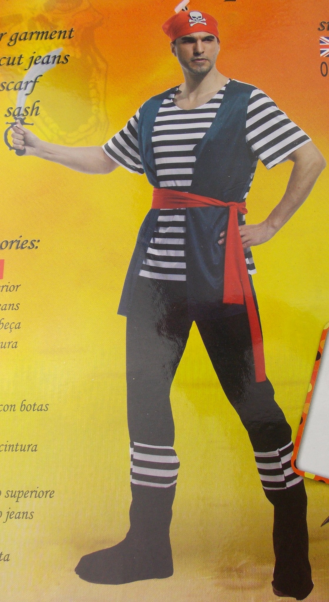 Northern Europe Pirate Halloween Costume One Size Shirt Pants Scarf Waist Sash