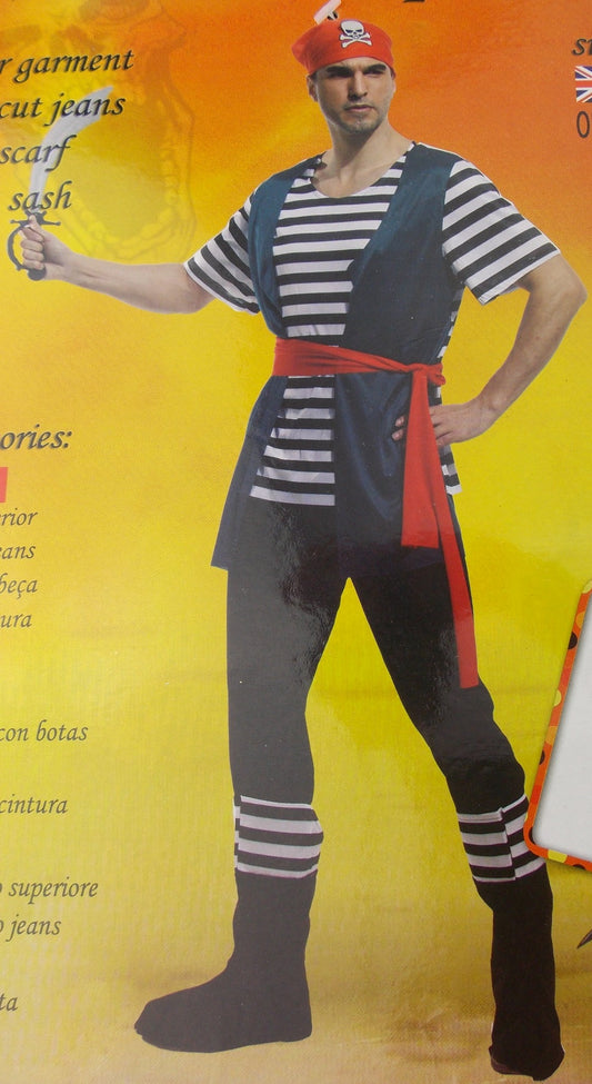 Northern Europe Pirate Halloween Costume One Size Shirt Pants Scarf Waist Sash