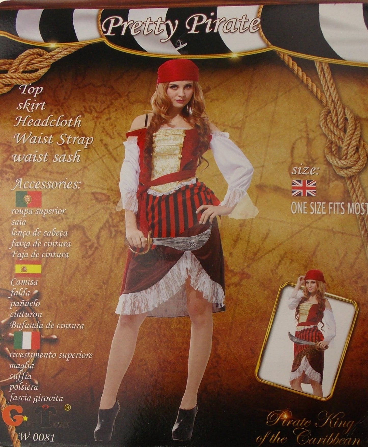 Pretty Pirate Gold Vest Halloween Costume Cosplay Dress Up New Years Eve Gift