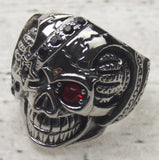 Skull Ring Stainless Steel Punk Biker Red Eye Gothic Halloween Teeth Xmas Gift