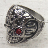 Skull Ring Stainless Steel Punk Biker Red Eye Gothic Halloween Teeth Xmas Gift