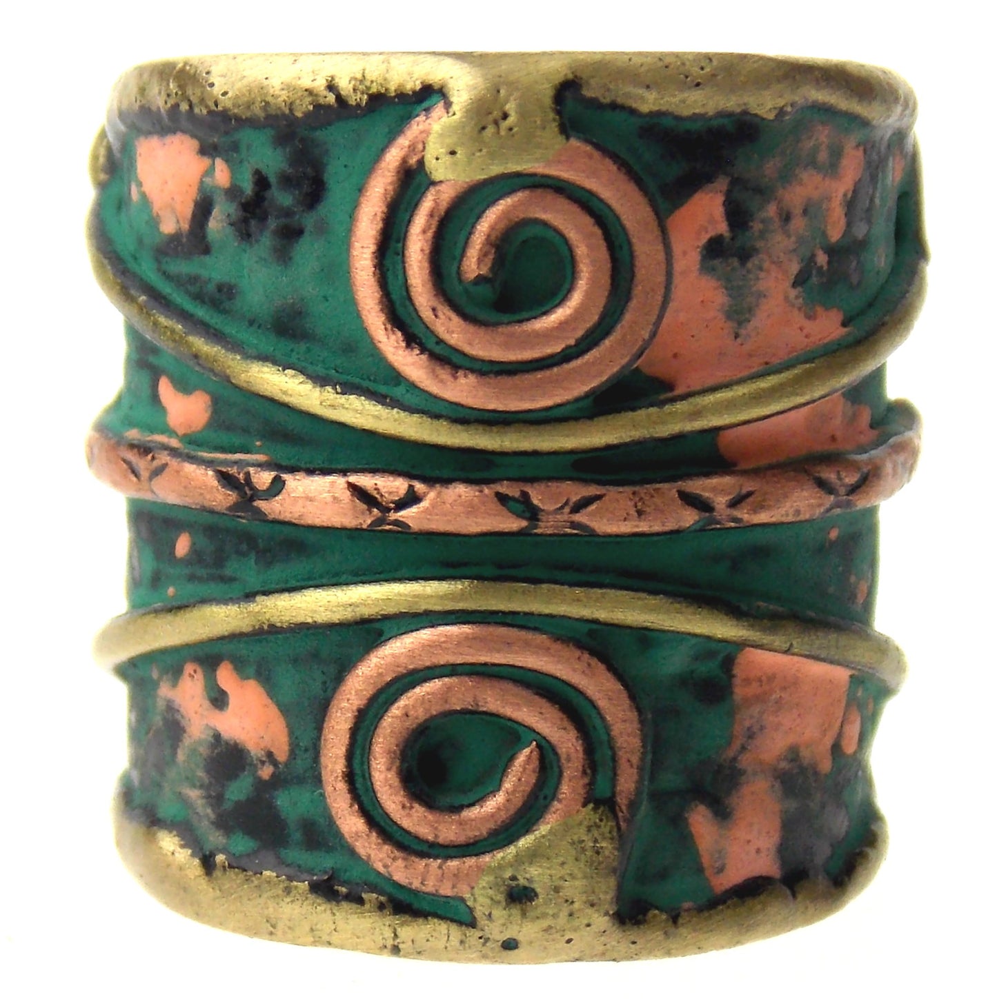 Anju Copper Brass Patina Ring Spiral Design Handcrafted Adjustable Xmas Gift
