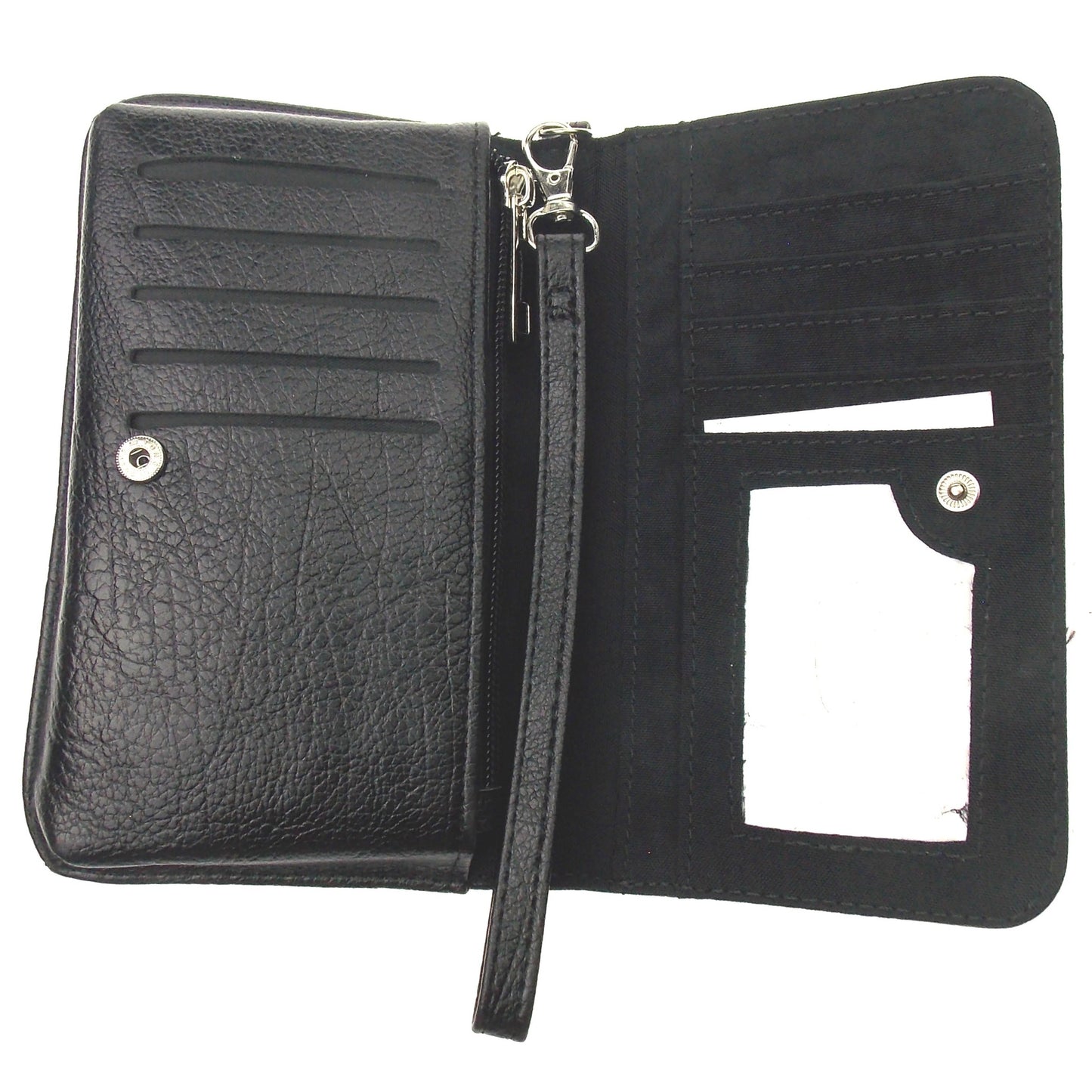 Glow In The Dark Skeleton Wallet Black Zip Up Wristlet Halloween Skull Bones