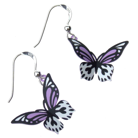 Sienna Sky Butterfly Purple Earrings Hypoallergenic Sterling Silver Dangle Gift