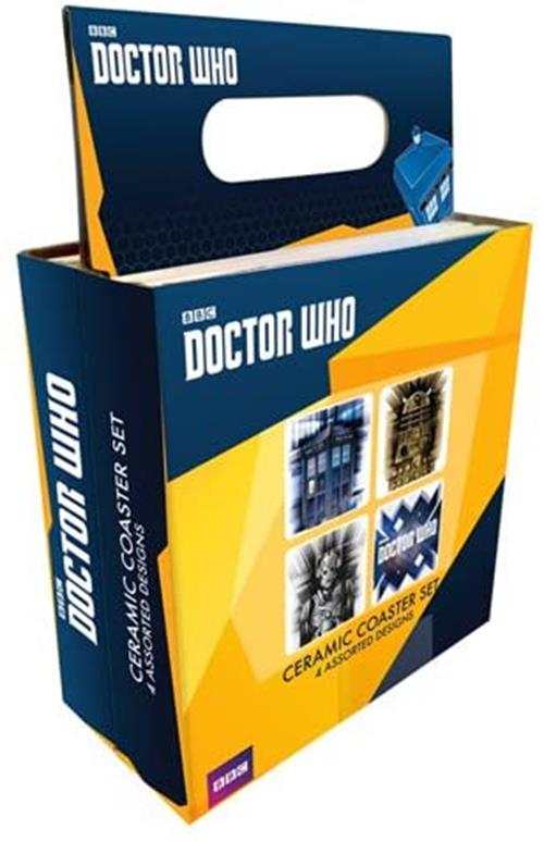 Vandor Doctor Who 4 Piece Ceramic Coaster Set Square Tardis Cyberman Dalek Gift