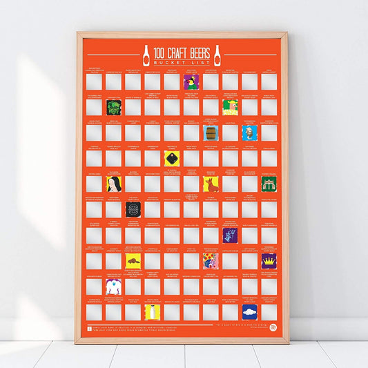 100 Craft Beer Bucket List Scratch Poster
