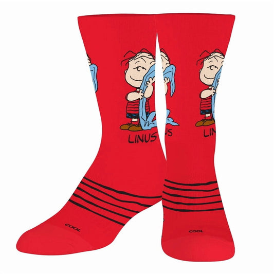 Cool Socks Linus Peanuts Crew Socks Charlie Brown Cartoon Comic Novelty Sock Size Large for Men &