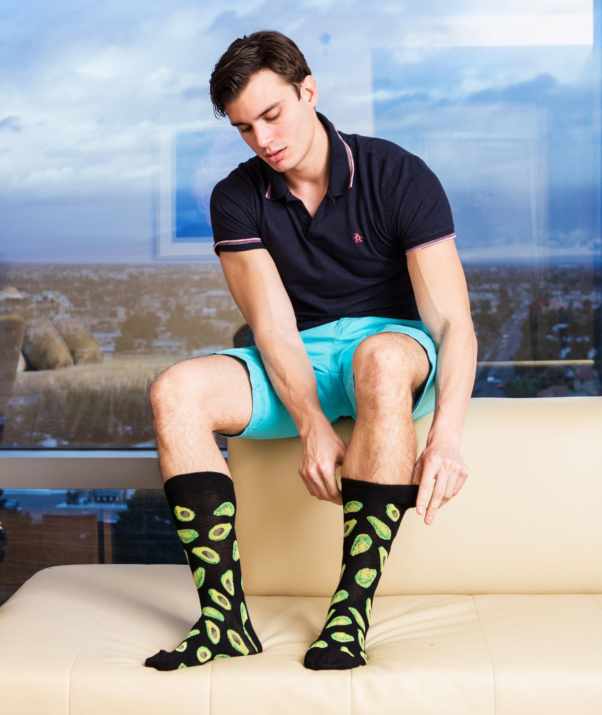 MeMoi Men's Avocado Bamboo Blend Funny Novelty Crew Sock - Mens - Male, 10-13, Black